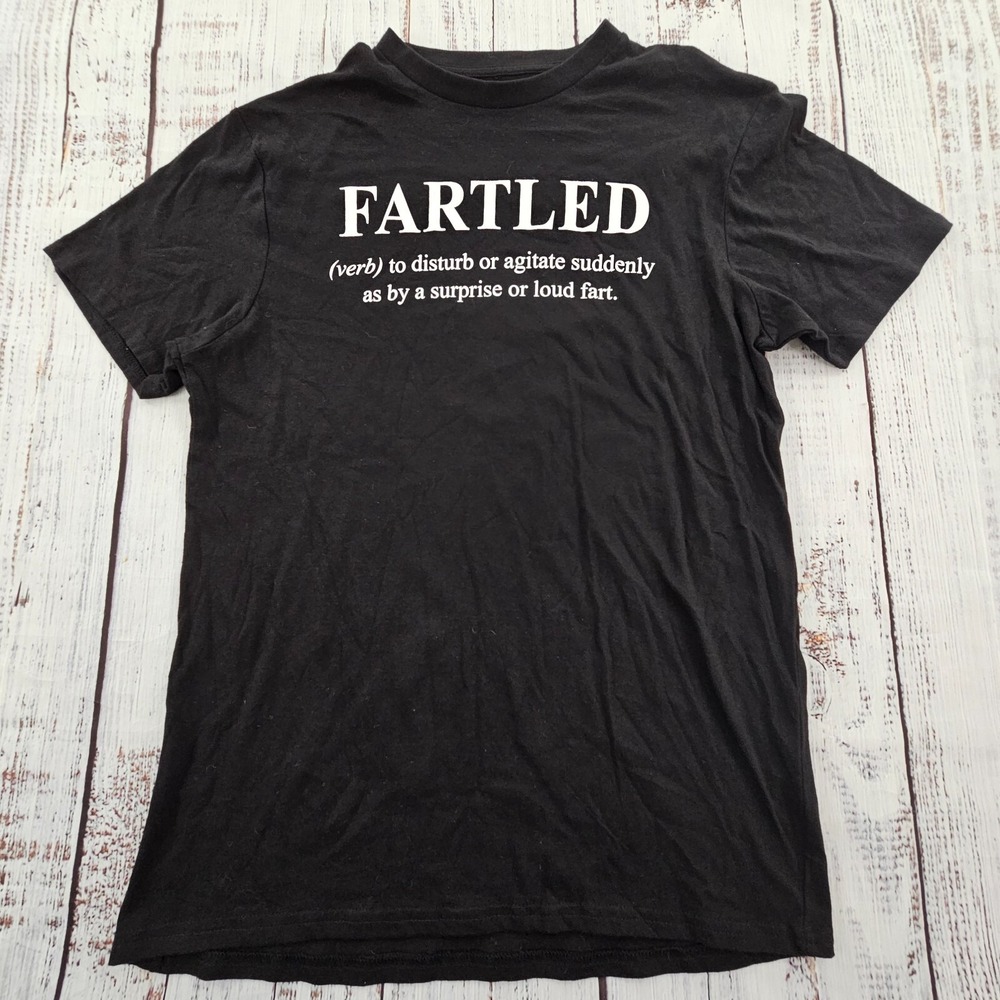 Fartled Definition Crazy Dog Black Funny Short Sleeve Cotton T-Shirt Men's M